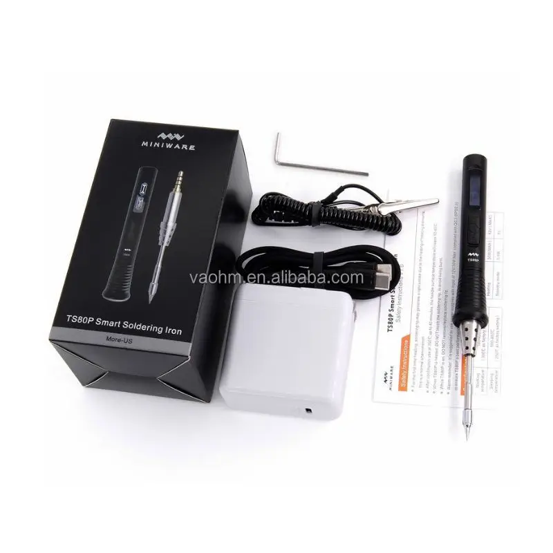 TS80P Mini Smart Portable Digital Soldering Iron US Plug (TS80P-MORE) Aluminum Alloy & Plastic 100C-400C 30W Max