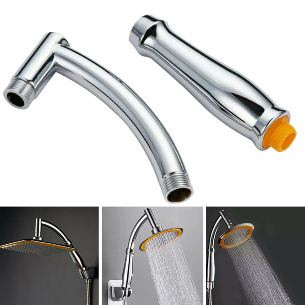 Shower Heads Extension Arm Hand Hold Adjustable Extender Angled Shower Arm Kits Chrome Sprinkle Part For Bathrooms