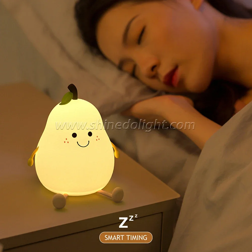 LED USB ชาร์จ 7 สี Dimming Touch การ์ตูนน่ารักตกแต่งห้องนอนซิลิโคนโคมไฟตั้งโต๊ะพีช Night Light