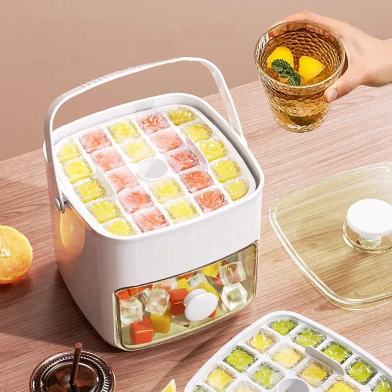 48 Grids Ice Tray Ice Model Machine Double-layer Large Capacity Ice Storage Machine Fridge for Drinking Food Home Accessories