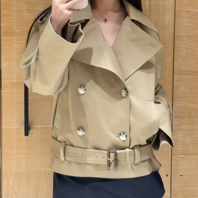 

Ретро Sle ort пальто Jaet женская двубортная пригородная ветровка легкая роскошная SP 2025 осеннее новое поступление