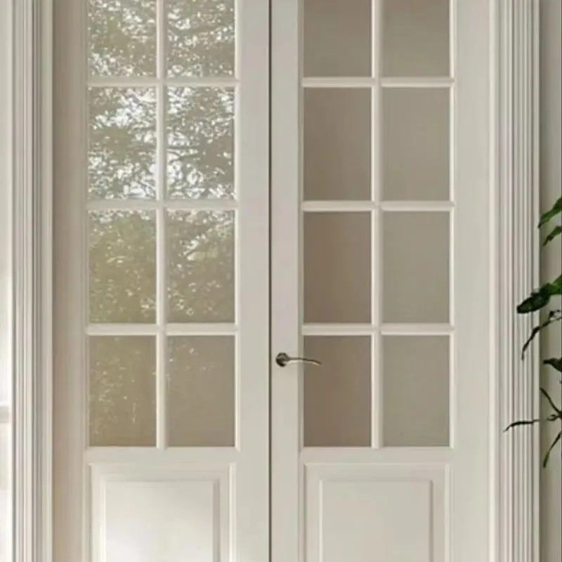 Luxury French Interior Doors Custom Glass Panel Wooden Door Solid Oak Frame Modern Villa Home