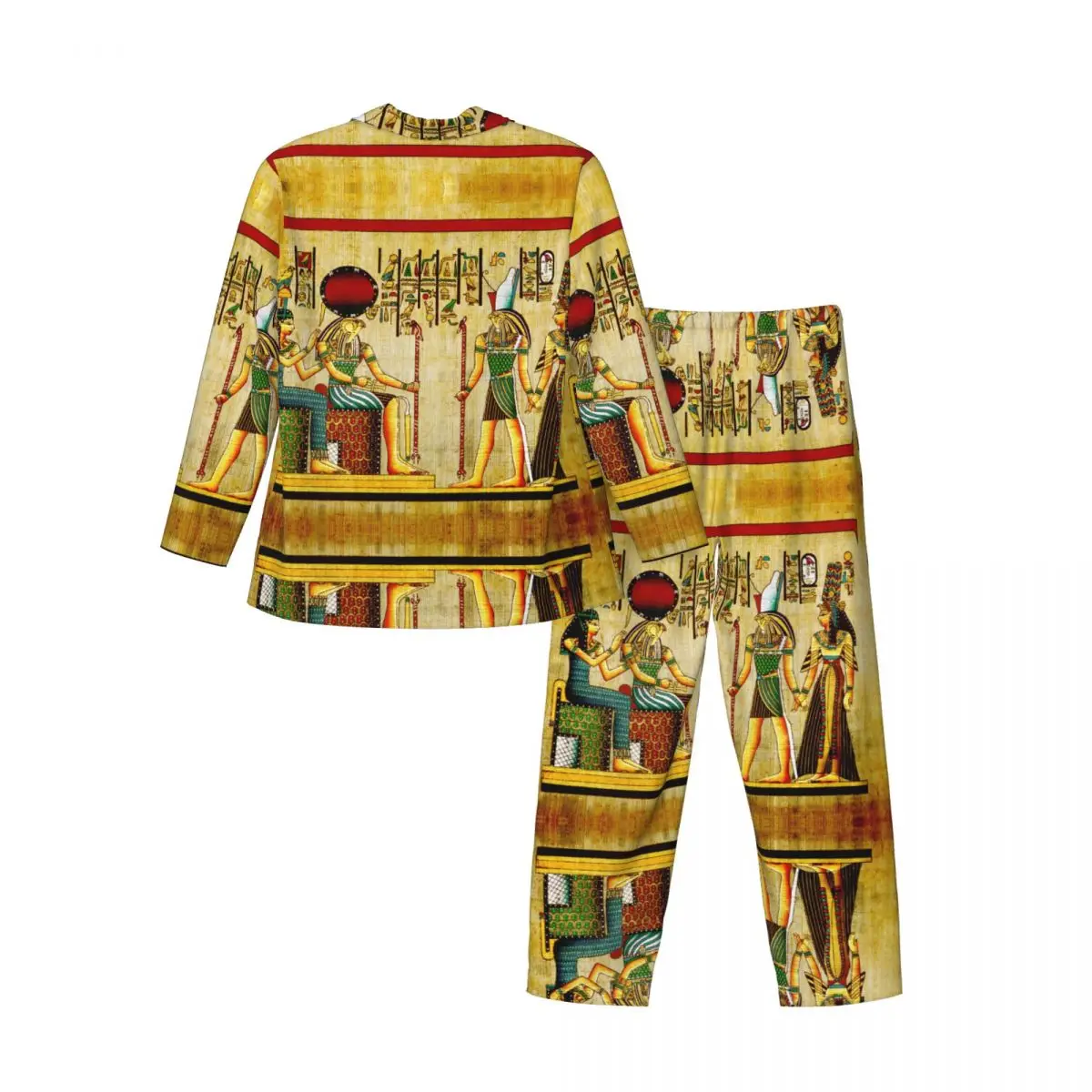 Men Pajamas Set of Autumn Winter Long-Sleeved Egyptian Gods And Goddess Home Clothing Sleepwear 2PCS/Set