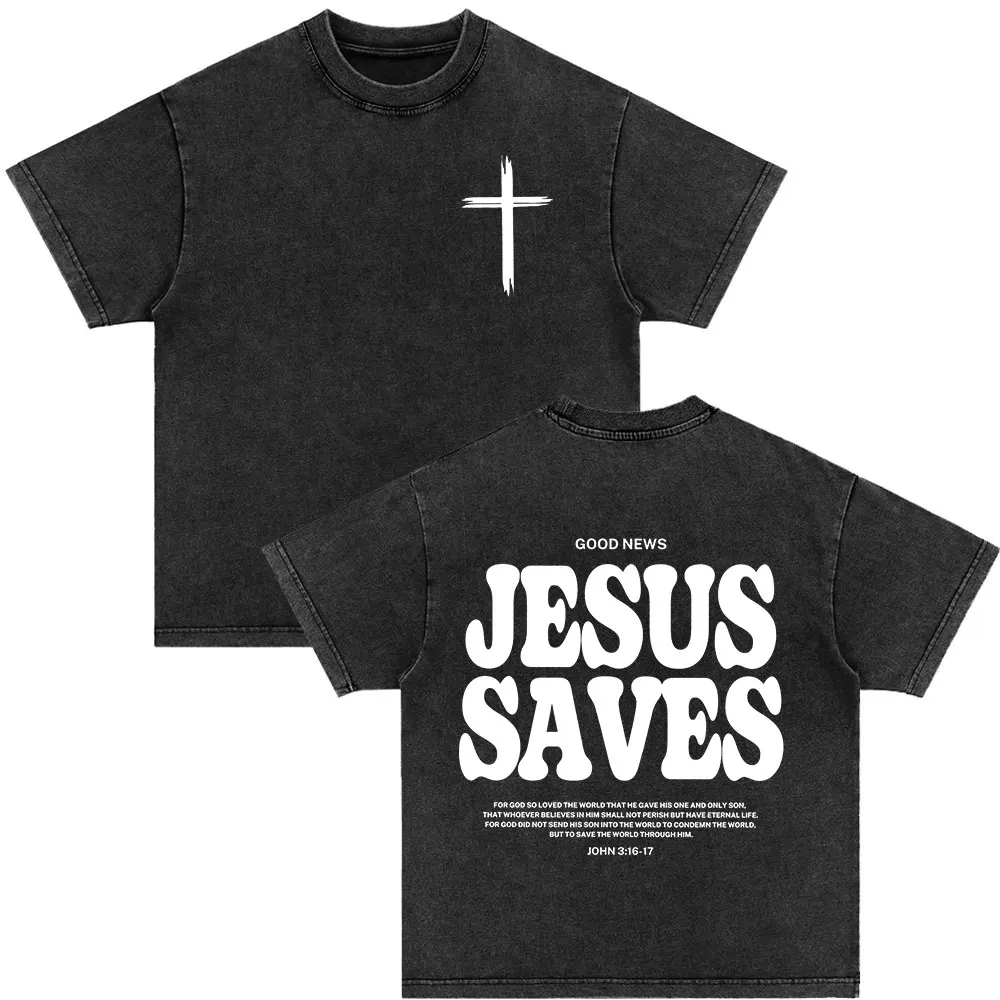 Christian Jesus Died for Me Now I Live for Him Bible Verse Vintage Washed T-shirts Men Women Fashion Harajuku Oversized T Shirts