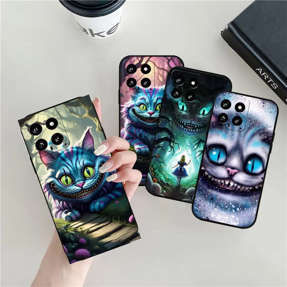 Cheshire Cat Alice in Wonderland Case For Xiaomi 14 12 12T 11 11T 10 10T CC9 9SE POCO F5 F4 X5 X4 M6 M5 M4 PRO Black Soft Cover