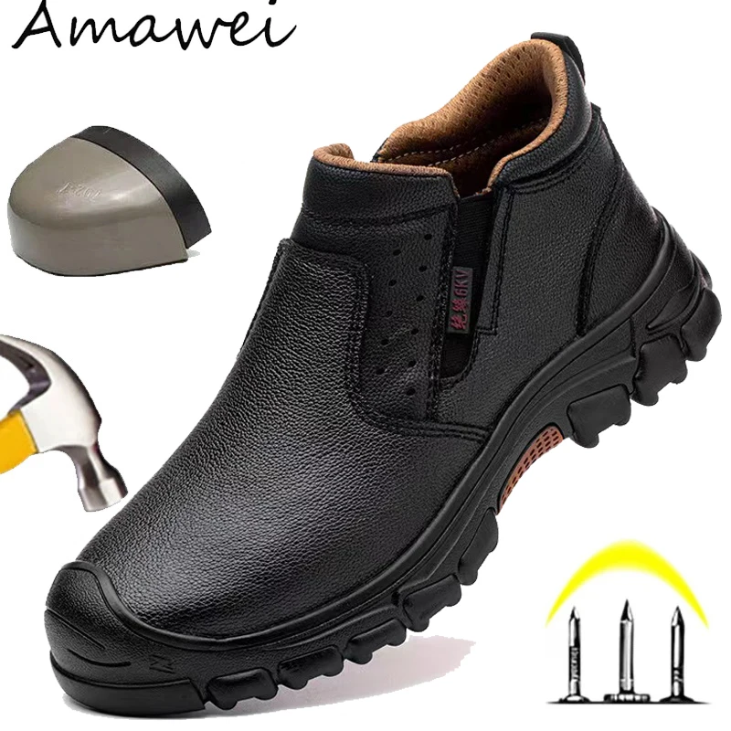 Safety Work Shoes For Men Composite Toe Protective Boots Anti-Hot Welders Shoes Indestructible Construction Boots Footwear