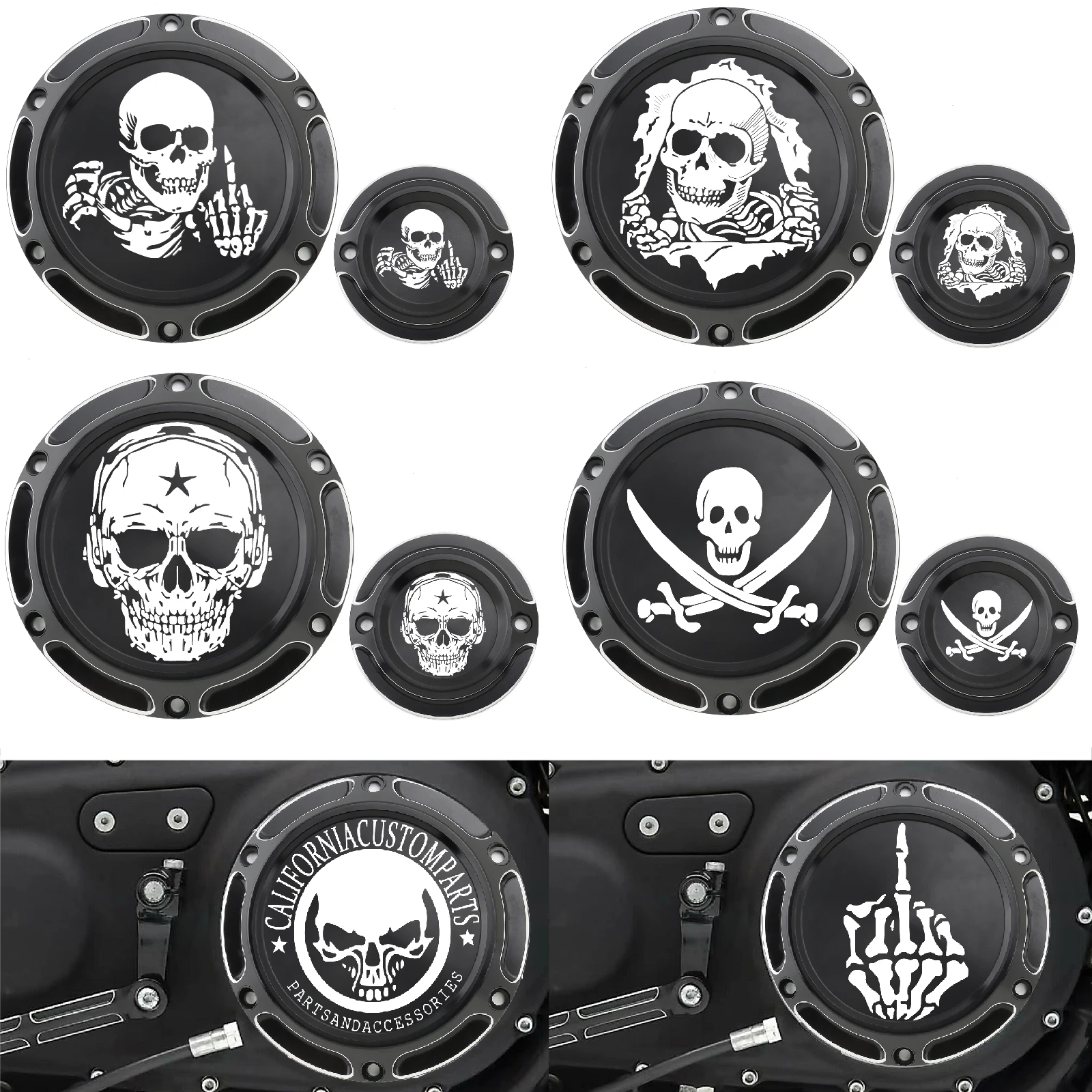 

Motorcycle 6 Holes Derby Cover Timer Timing Covers Aluminum Black For Harley Sportster XL883 XL1200 SpuerLow Roadster Custom