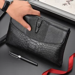 Luxury Crocodile Pattern Men Clutch Bags Brand Designer Business Bag iPad Handbags Fashion Soft Leather Envelope Bag Male Wallet