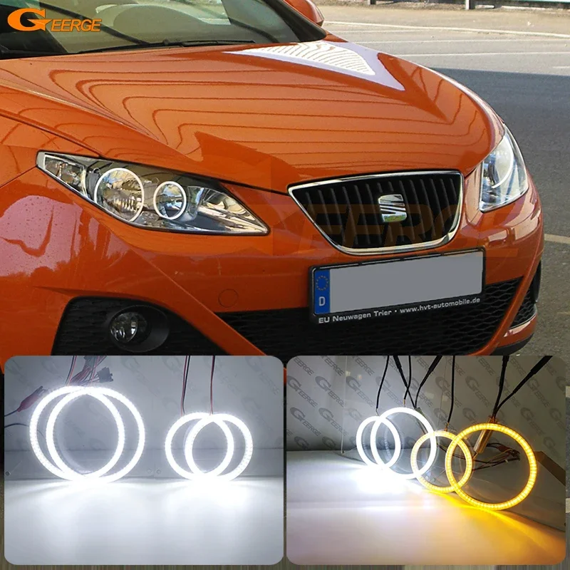 

For SEAT Ibiza 6J 6P Mk4 2008 2009 2010 2011 Excellent Ultra Bright A/W Switchback DRL Turn Signal LED Angel Eyes Kit Halo Rings