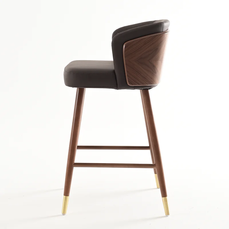 

vbSolid Wood Contemporary Bar Stool Luxury Leisure Backrest for Home Bar & Living Room Hotel Cafe Use*
