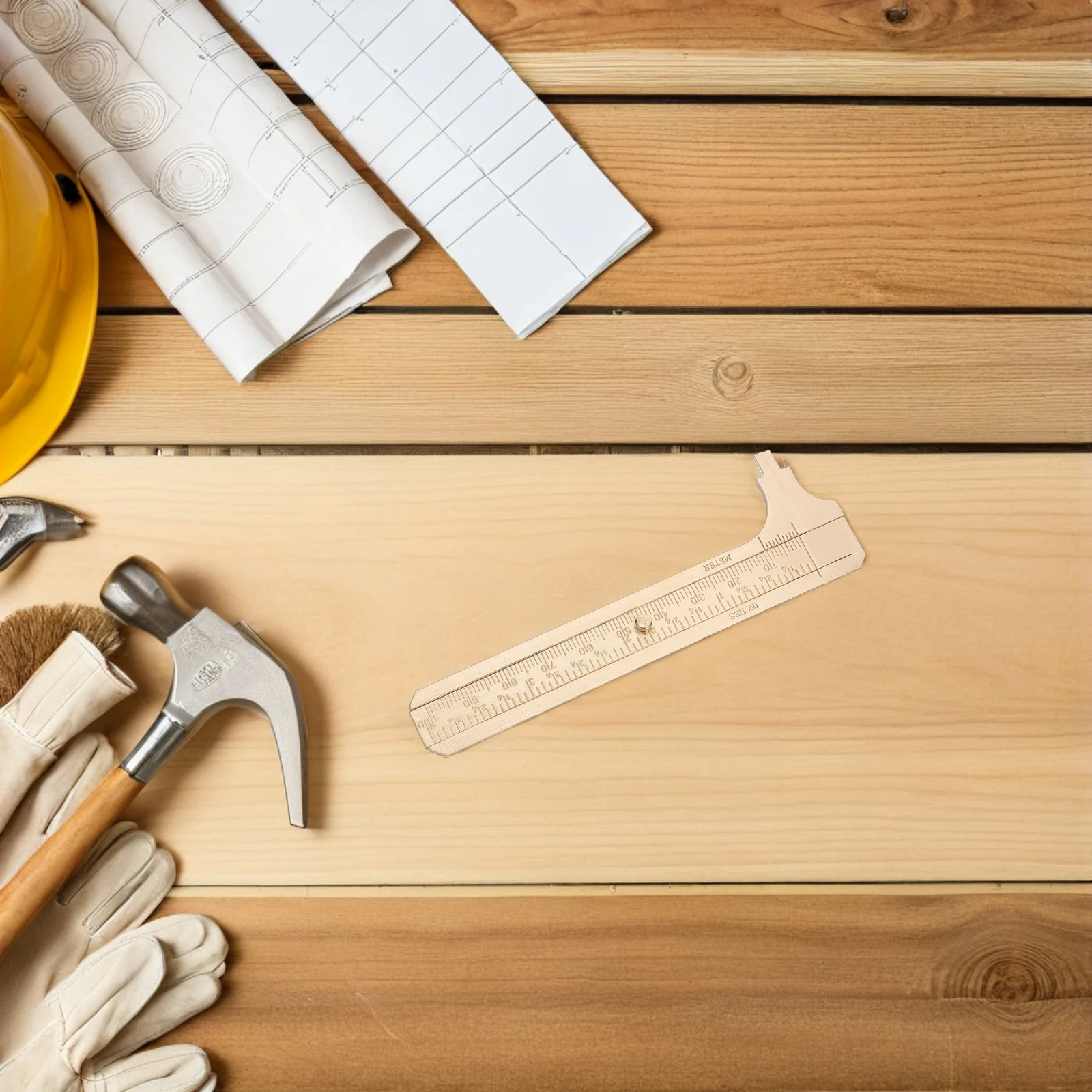 

Brass Caliper Dual Scale Markings Pocket Ruler Precise Measurement Tool Jewelry Beads Small Items Compact Portable Durable