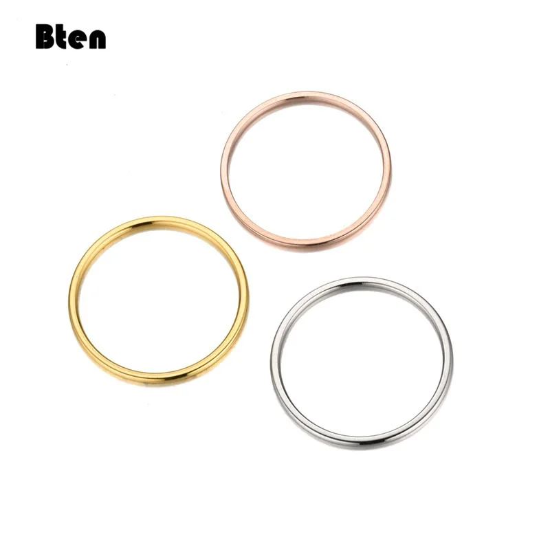 Bten 1MM Thin Titanium Steel Silver Color Couple Ring Simple Fashion Rose Gold Color Finger Ring For Women And Men Mens Gifts
