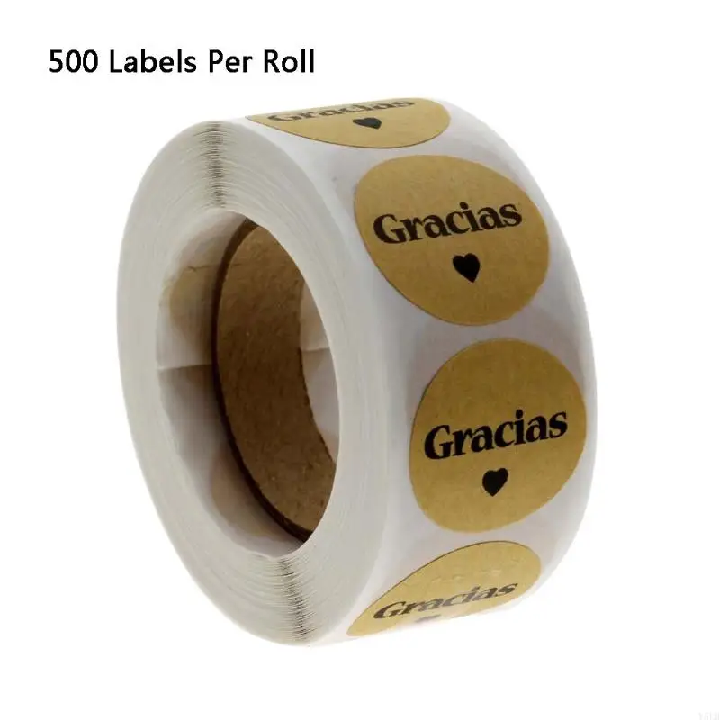 

Y5LB 500pcs/Roll Gracias Thank You Label Stickers Round Spanish Grateful Stickers