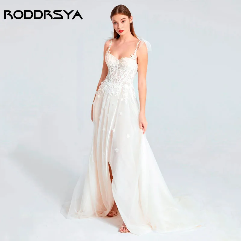 RODD RAYA Vestido De Casamento Свадебное платье трапециевидной формы на бретельках Милая аппликация из тюля Свадебное платье трапециевидной формы на заказ 2024 RODD RAYA Vestido De Casamento Свадебное платье трапециеви