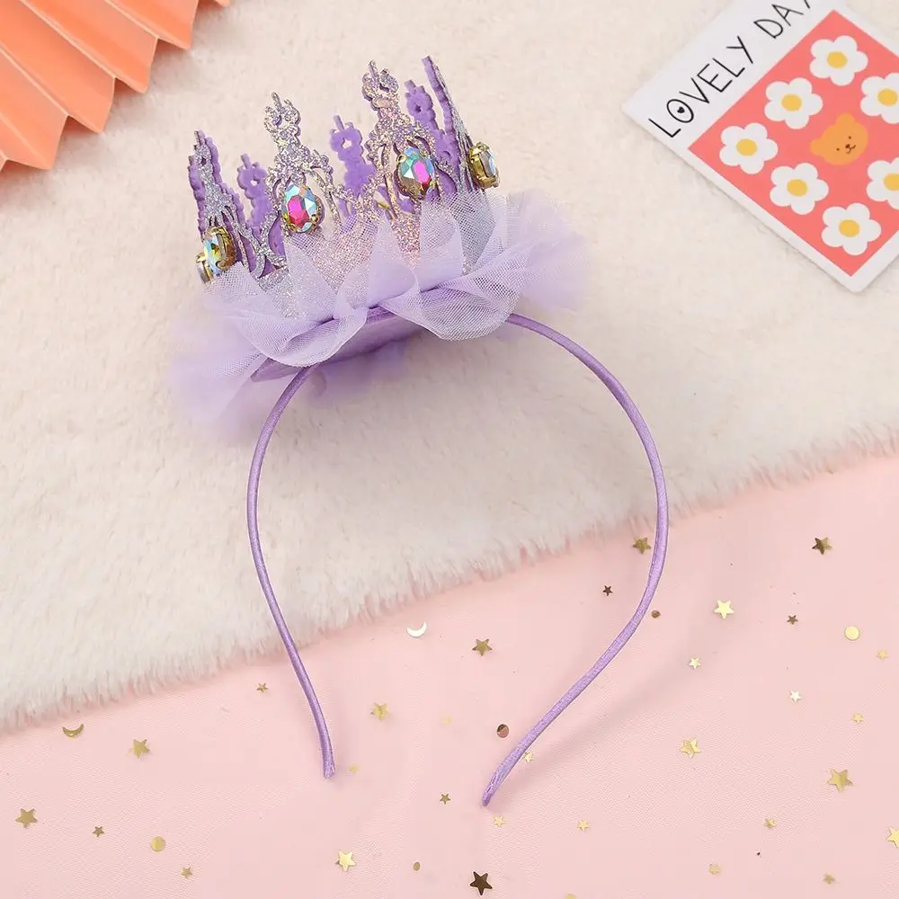 Delicate Fashion Headgear Leather Crown Rhinestone Hair Accessory Headwear Girl Hair Band Korean Style Headband Hair Hoop