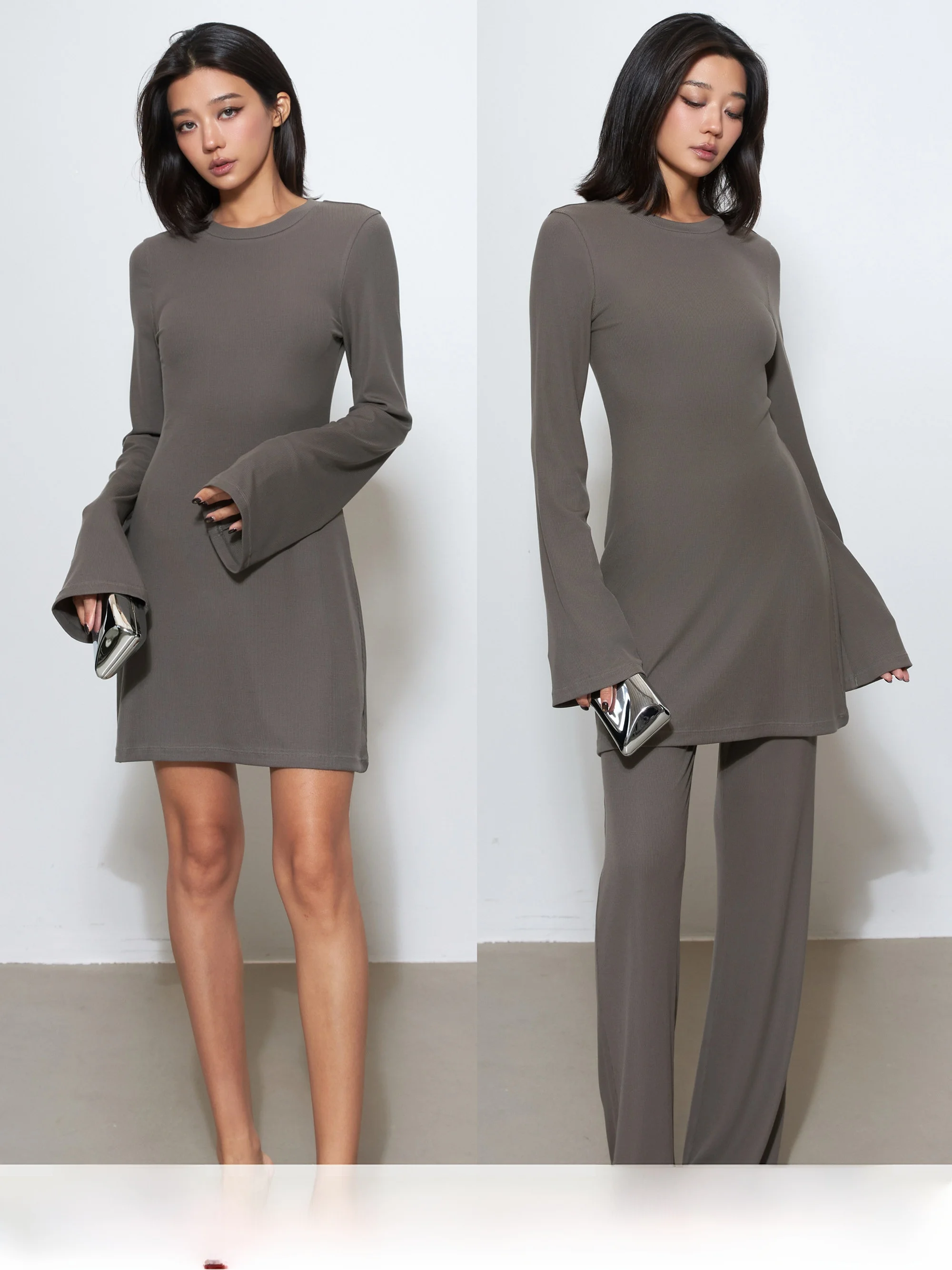 

Ele Женские брюки Long Sve Dr, комплект двусторонней одежды, расклешенные брюки с микро-расклешенями, роскошная тихая модная осенняя коллекция