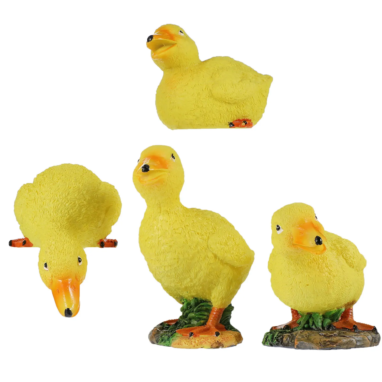 

4Pcs Small Yellow Duck Decor Resin Simulation Landscape Adornment Exquisite Workmanship Charming Shape Realistic Visual Effect