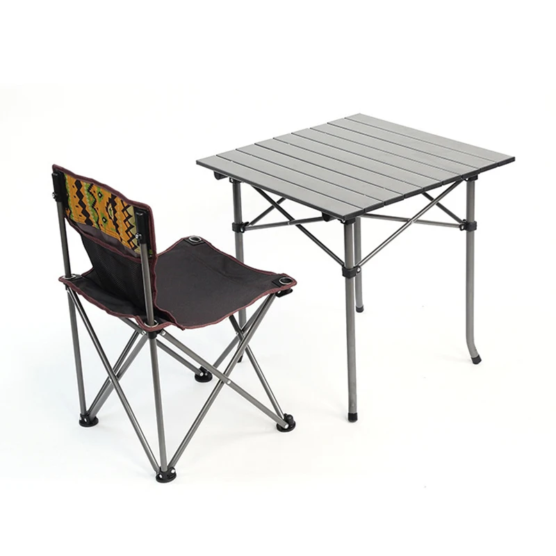 #@Hot Selling Portable 5-Folding Wood Panel Dining & Cooking Table Chairs Set for Outdoor Picnic & Camp Modern Design