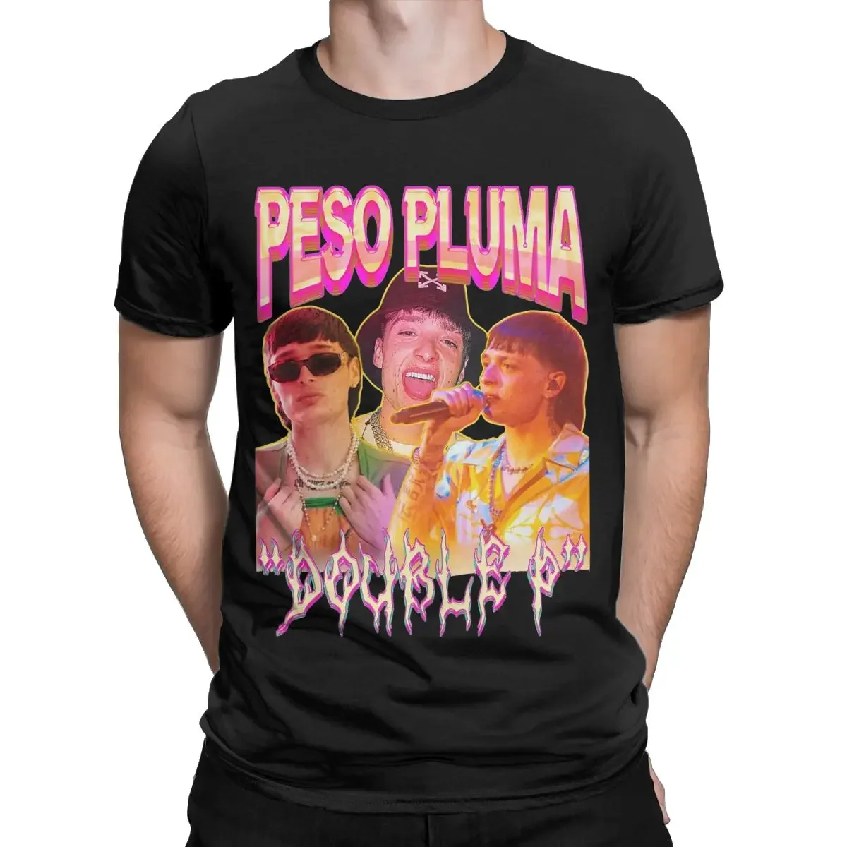 Casual Peso Pluma Doble P T-Shirts Men O Neck 100% Cotton T Shirts Short Sleeve Tees Tops Oversized Graphic Tee Shirt