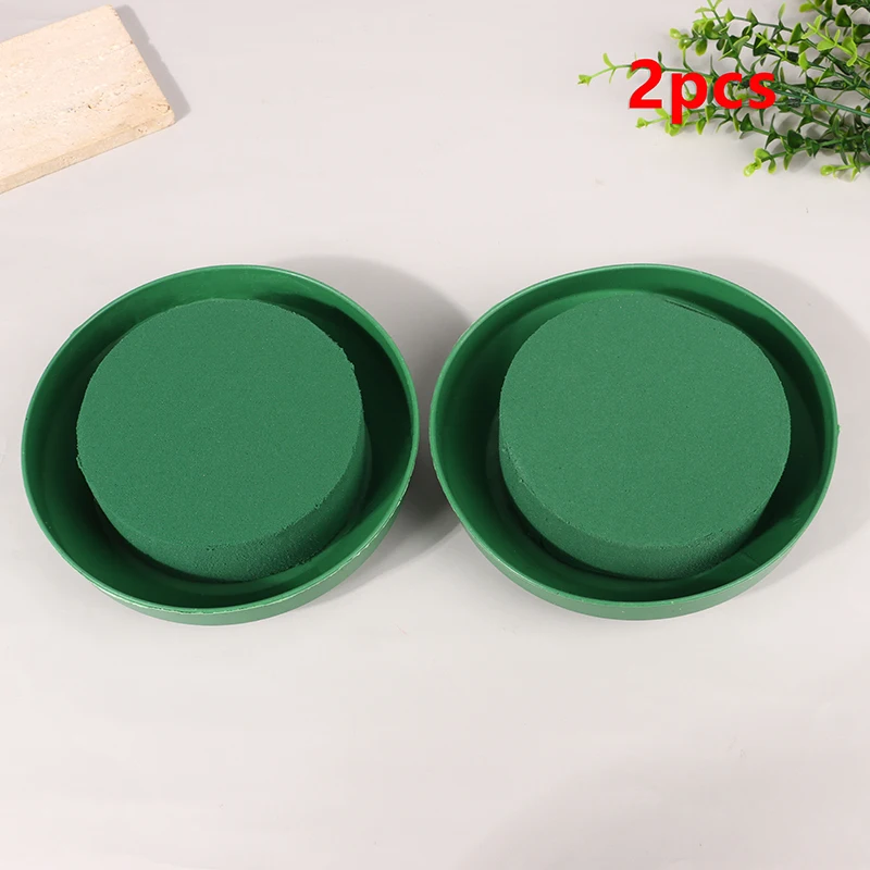 2Pcs Flower Arrangement Kit Green Round Wet Foam Floral Foam With Bowl DIY Flower Arrangement Mud Flower Arrangement Tool