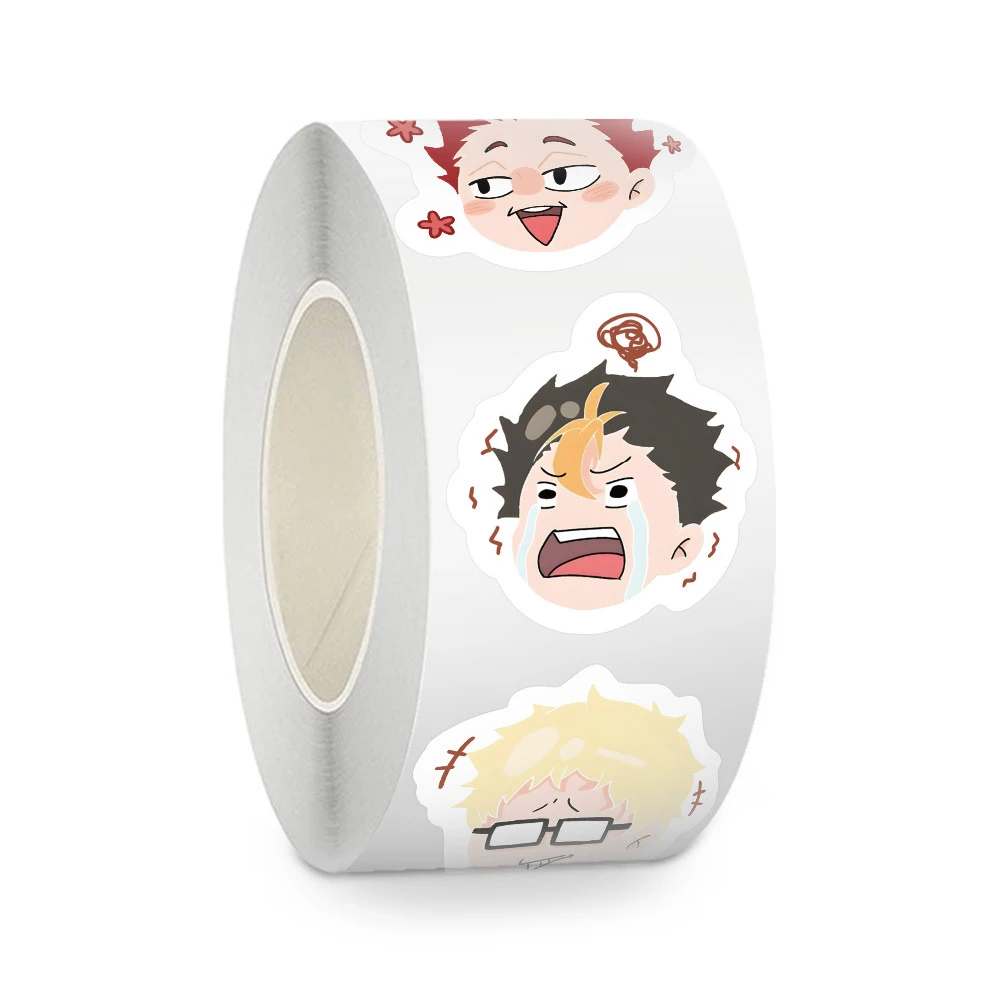 500pcs/roll Haikyuu!! Anime Sealing Stickers Cute Hinata Shoyo Cartoon Decals Toy Notebook Guitar Phone Kid Reward Sticker Gift