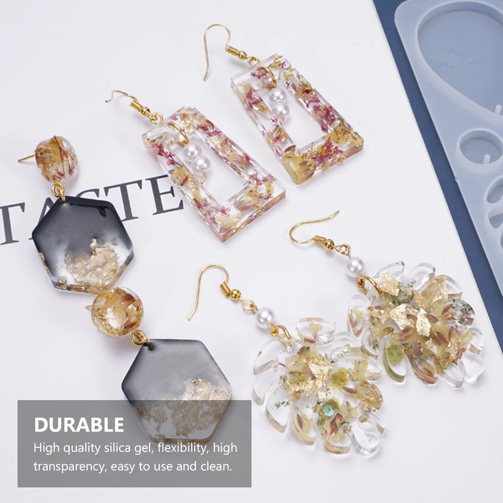 

2pcs Crystal Resin Mold Silicone Pendant Earrings Flexible Transparent Handmade Crafts Gifts Friends Jewelry