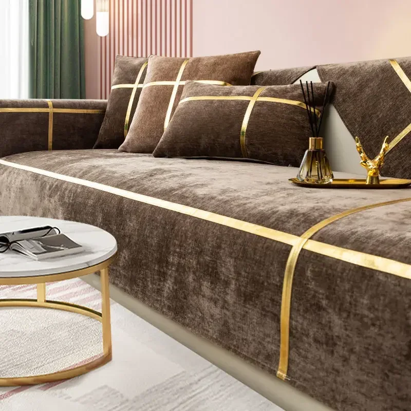 

Solid Sofa Seat Cushion Covers for Living Room Cushion Chaise Longue Luxury Corner L Shape Furniture Sofa Slipcovers