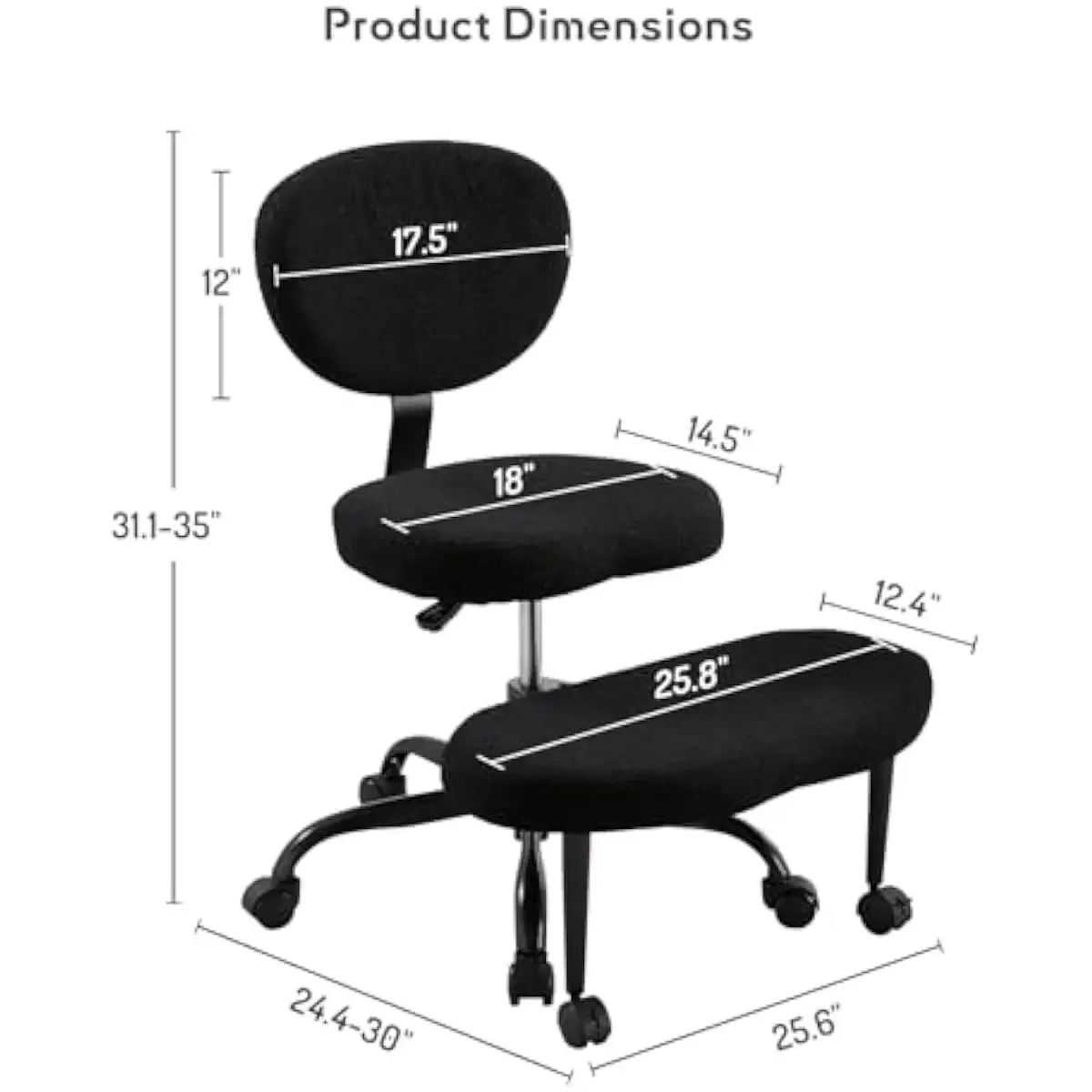 Cross-Legged Ergonomic Office Chair with 360° Swivel Base and Lockable Casters – Height-Adjustable Kneeling Seat for Meditation