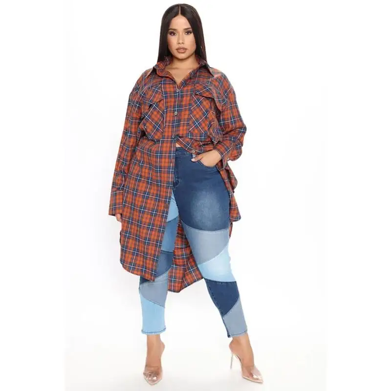 Faionable pantalones vaqueros de cintura alta para mujer, pantalones largos de algodón ajustados, pantalones de cintura alta para Otoño e Invierno para mujer