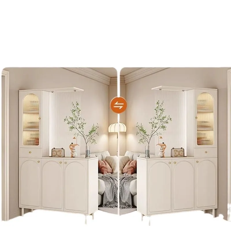 

Entrance cabinet living room wine Changhong glass shoe screen integrated cream style modern