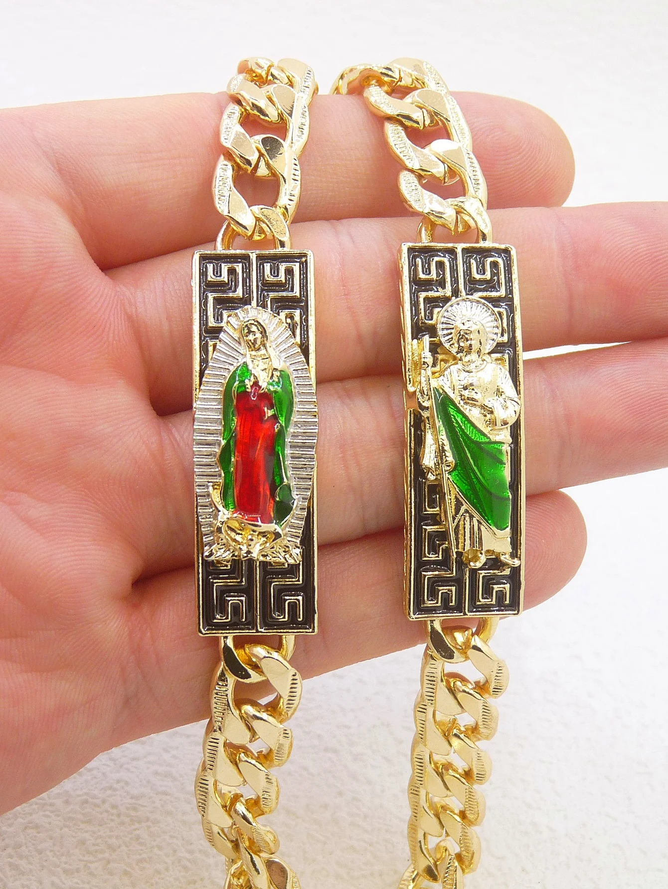 1Pc Golden San Judas Virgin Mary Bracelet Saint Judetaddeo Men's Bracelet Religious Jewelry