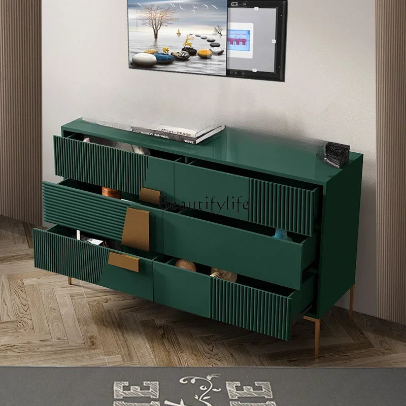 FG6 خزانة إيطالية ذات ستة صدر مدخل فاخر وخزانة بأدراج من الخشب الصلب