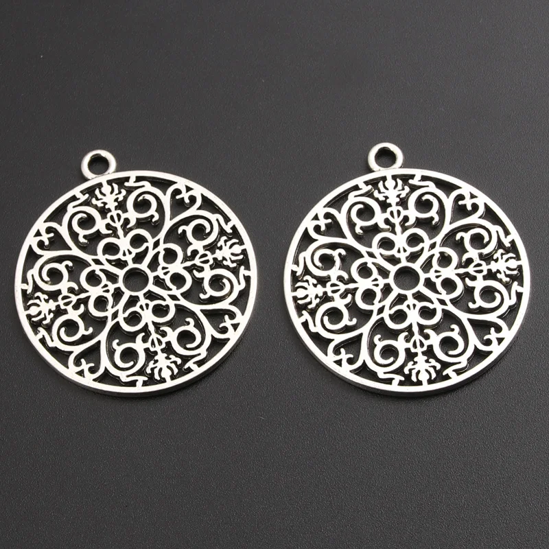 3pcs Silver Color Mandala Pattern Charms Pendant Handmade Jewelry Accesspries Diy Finding SALE