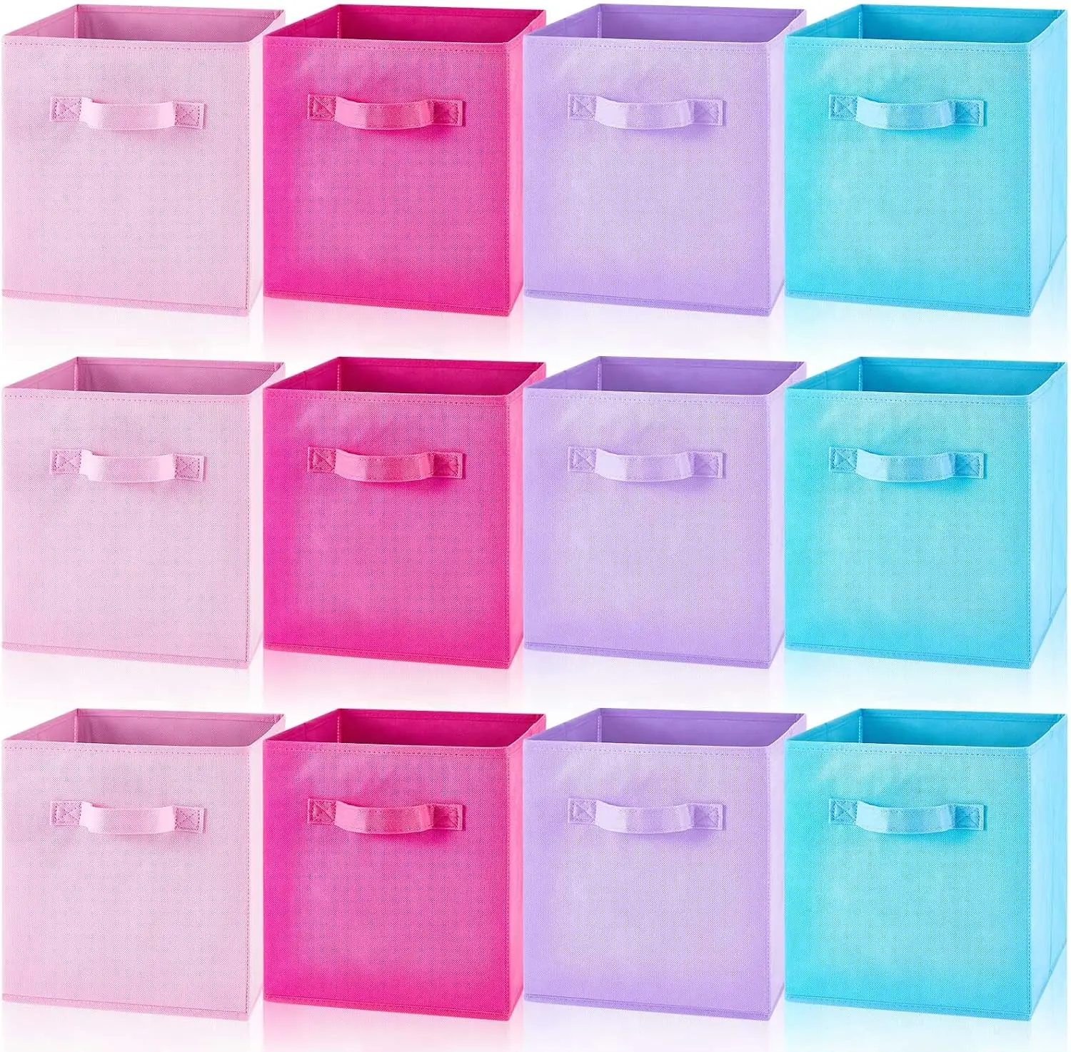 Storage for Classroom Organizer Bins Fabric Cubby Boxes for Shelf(Sky Blue, Purple, Pink, Rose)