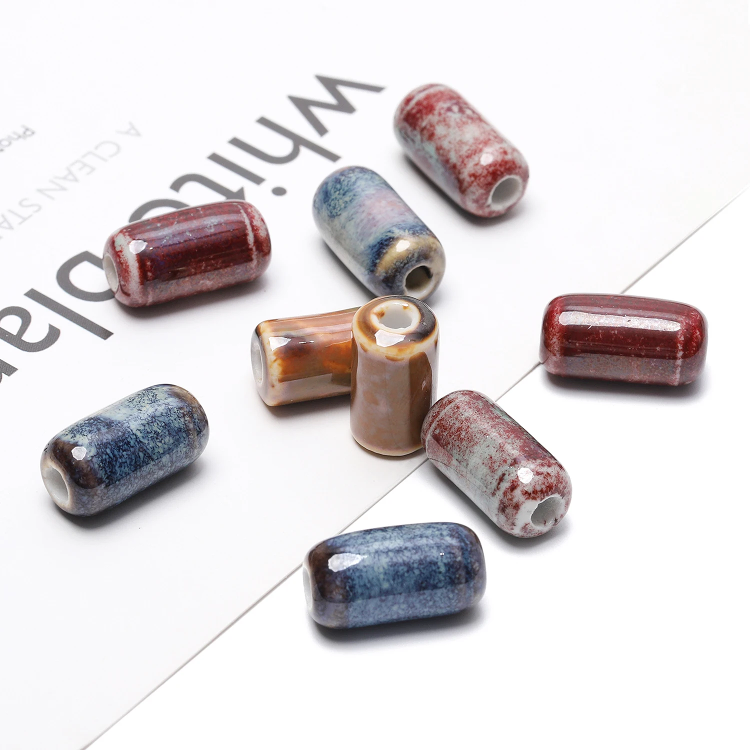 17x9mm Mixed Rectangle Colorful Floral Glaze Ceramic Beads Spacer Loose Beads Jewelry Making Bracelet Necklace Earring Accessory image 4