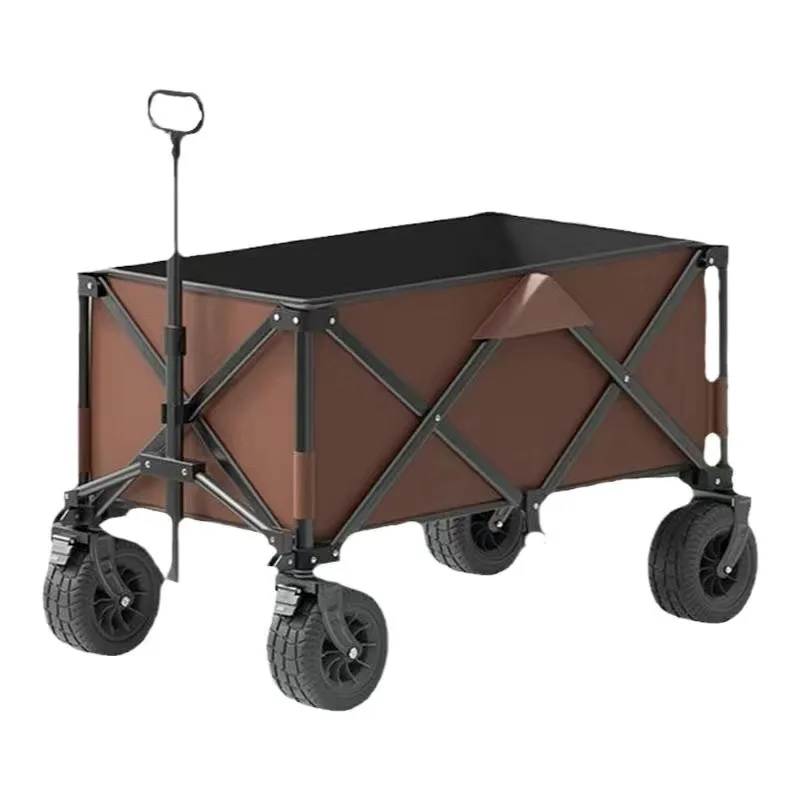 Folding Cart Outdoor Camping Trolley Large Capacity Cart Family Travel Table Garden Beach Trolley Shopping Cart Portable