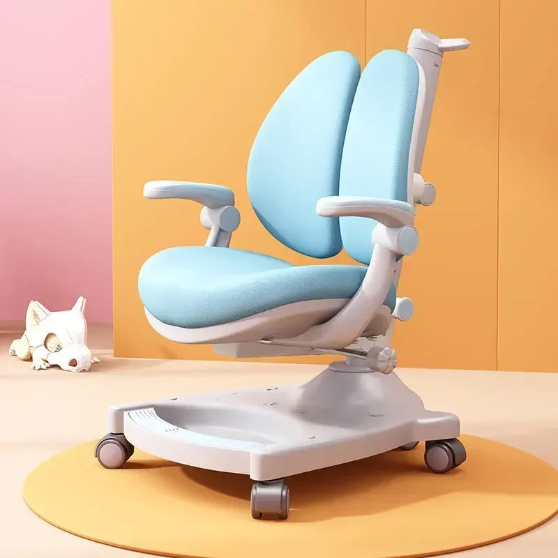 Silla de estudio para niños, asiento corrector, silla de escritura ajustable, silla trasera de escritorio con elevación para el hogar