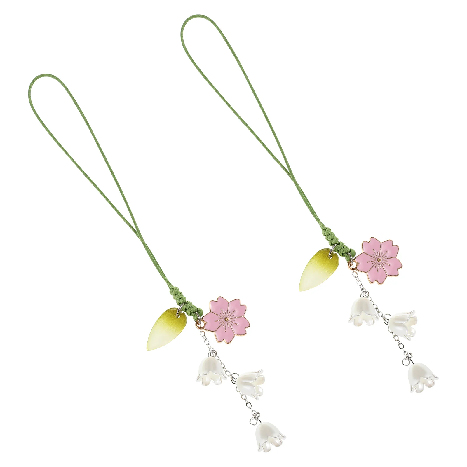 2 Pcs Keychain Strap Flower Pendant Lanyard Decorative Wrist Safety Theft Hanging Chain Easy Install Remove