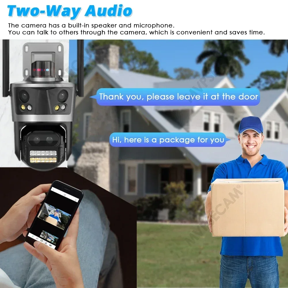 16MP Four Lens WIFI IP Camera 4K HD Three Screen PTZ Camera Auto Tracking Security CCTV Camera 4MP P2P Video Surveillance ICSee