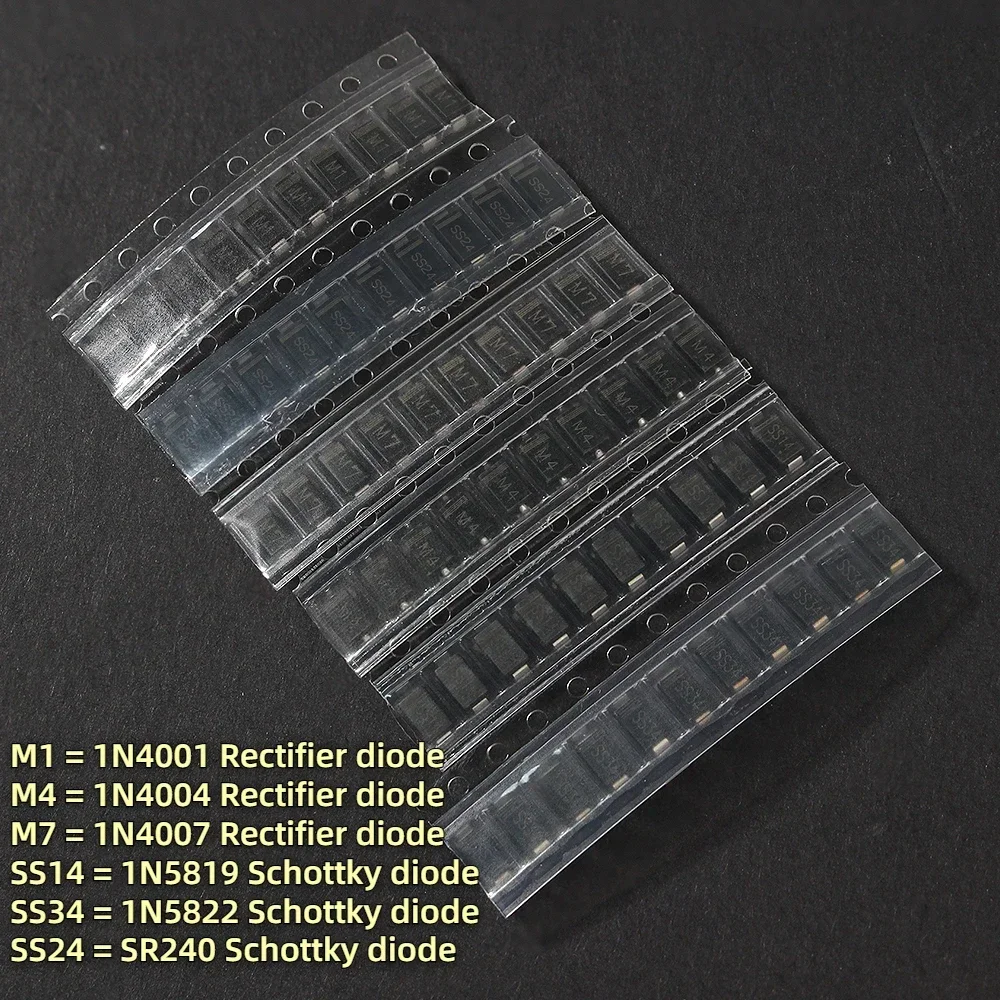 60/70/250PCS Diodes Kit -Rectifier Diode kit Schottky Diodes Kit ,1W Zener Diode kit 1N4001 1N4007 1N4148 1N5404 1N5406 1N5408