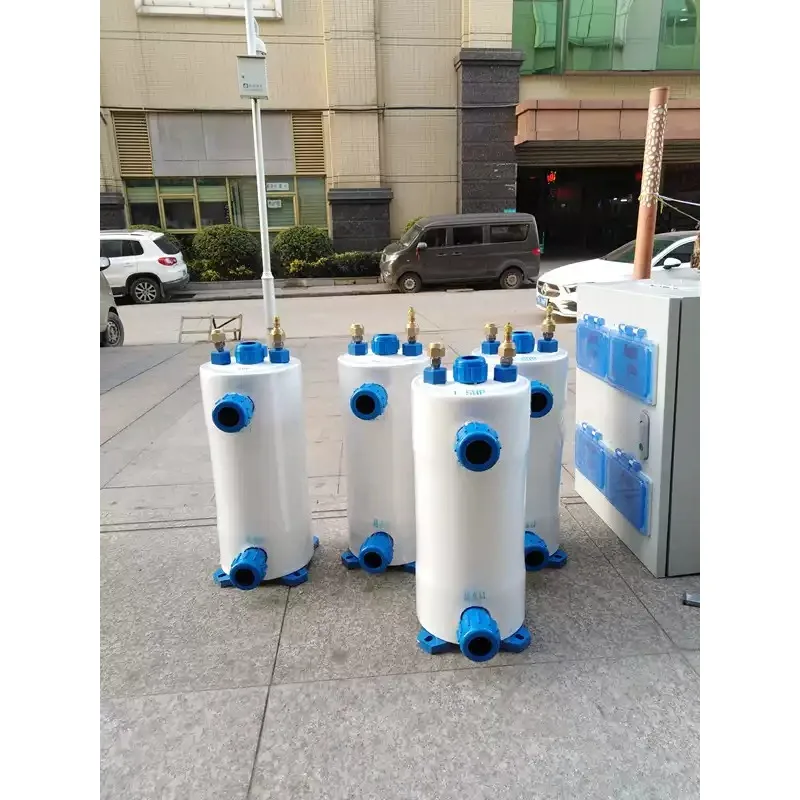 For MHTA-1.5 Screw Titanium Tube Pvc Shell Heat Exchanger for Swimming Pool Heat Pump, Aquarium Chiller Evaporator Refrigeration