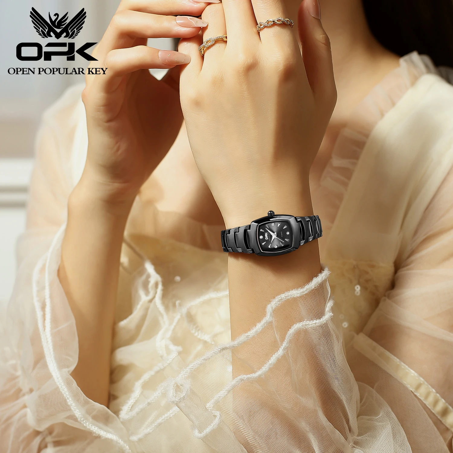 OPK 8112 Women Watches Elegant Simple Original Quartz Wristwatch Waterproof Luminous Square Ladies Watches Gifts Box Reloj
