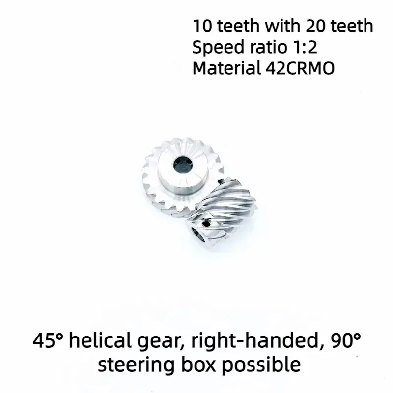 45 Degree Helical Gear 1:2 Reduction Gearbox 90 Degree Right Angle Steering Reverser Corner Changer Speed Gear Module