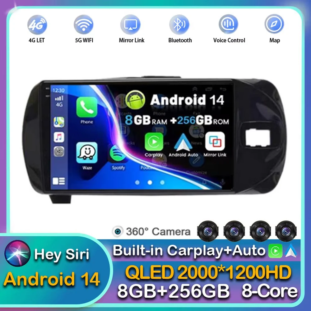 Android14 Carplay Auto For Toyota Vitz 3 XP130 2014 2015 2016 2017 2018 2019 Car Radio Multimedia Player Stereo WIFI+4G 2DIN DSP