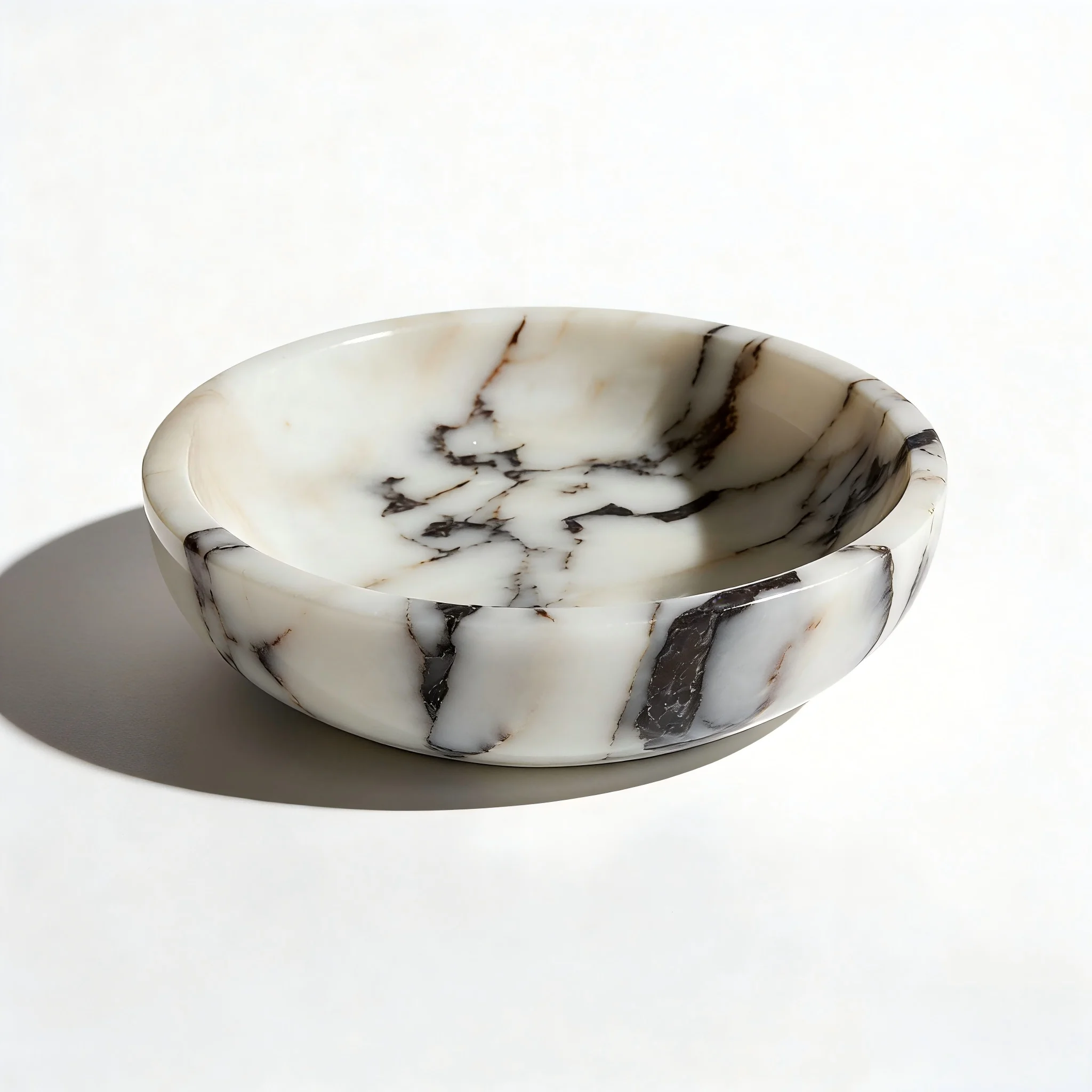 

7.87 Inch Calacatta Viola Round Stone Decorative Bowl, Marble Versatile Vanity Tray for Bathroom Soap, Jewelry Dish, Home Decor