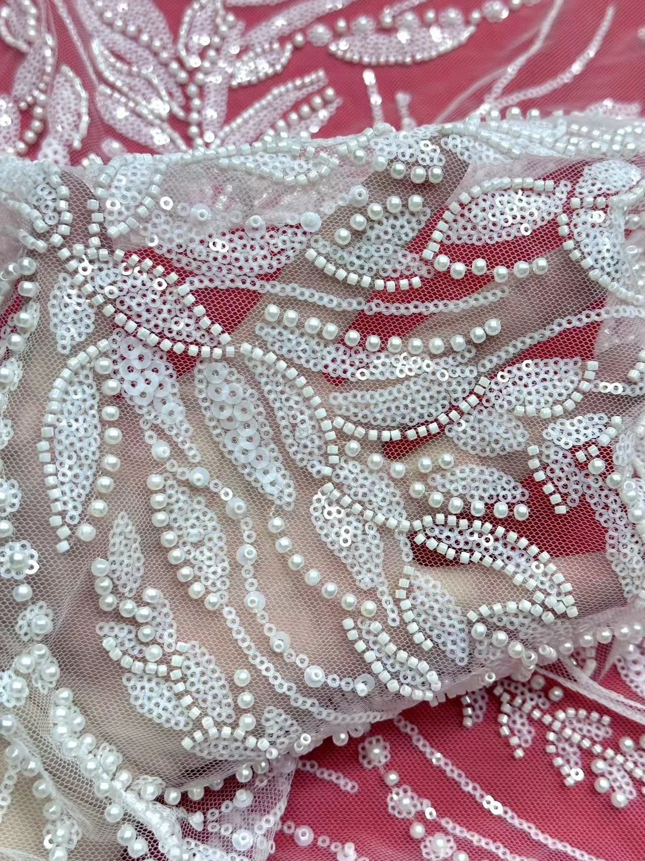 Afrykańska koronka z koralikami, cekinami, francuska siatka koronkowa, wysokiej jakości luksusowa tkanina do szycia DIY dla kobiet, suknie ślubne TP1683