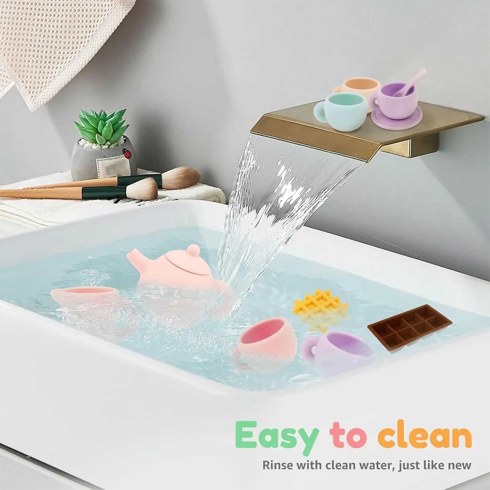 Conjunto de chá das crianças brinquedos silicone grau alimentício bebê playhouse simulação bule xícara de chá conjunto brinquedos para meninas para jogar brinquedos de cozinha