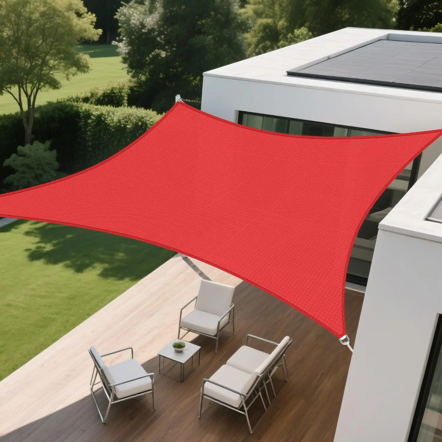 

13x13ft Square Sun Shade Sail, Red Patio Canopy Blocks 95% UV, Breathable & Easy Install for Outdoor Pergola Garden Deck