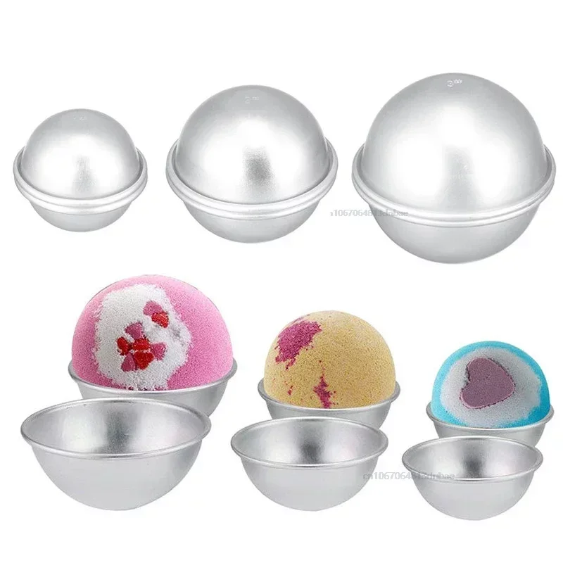 2pcs Round Ball Sphere Shaped Aluminum Cake Pan Fondant Decorating Pastry Tools Bath Bomb Molds Cake Tins DIY Baking Moulds