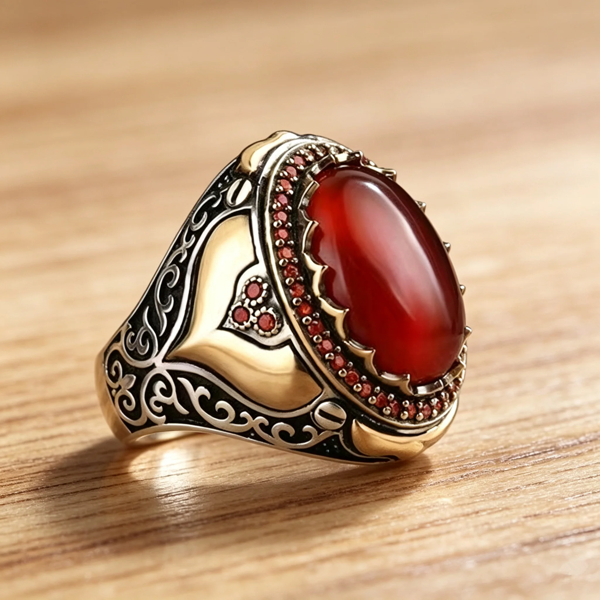 Retro Handmade Turkish Ring For Men Vintage Double Swords Black Zircon Rings Punk 2021 Trendy Islamic Religious Muslim Jewelry